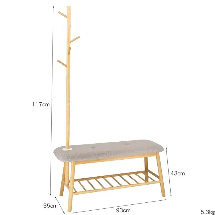 Creative modern bamboo coat rack bamboo stool with hat stand and shoe rack