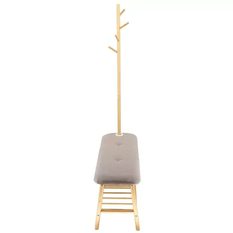 Creative modern bamboo coat rack bamboo stool with hat stand and shoe rack