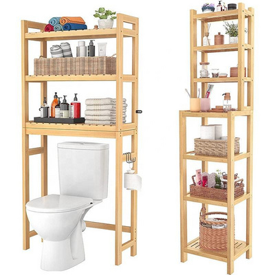 Multifunction Bathroom Laundry Save Space Bamboo Toilet Storage Shelf  3 Tier Over The Toilet Space Saver Organizer Rack