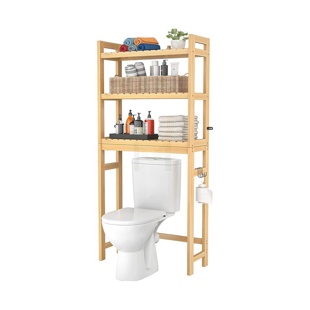 Multifunction Bathroom Laundry Save Space Bamboo Toilet Storage Shelf  3 Tier Over The Toilet Space Saver Organizer Rack