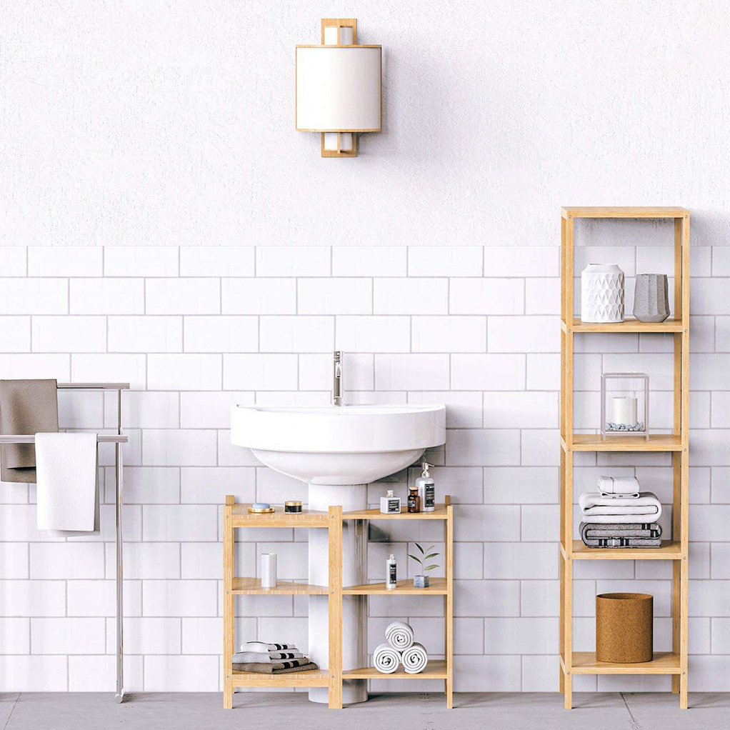 New Products 3 Tier Shower Corner Shelves Free Stand Storage Shelf Small Corner Shelf Bamboo Countertop Organizer Rack