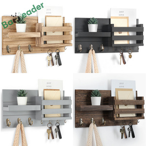 Factory Direct Sales Bamboo Wood Key and Mail Organizer Holder for Wall Multi-Color Entryway Bamboo Wall Mount Key Holder Rack