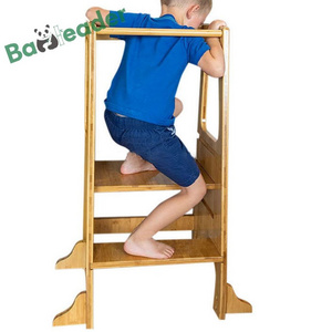 Custom Toddler Tower Height Adjustable Wood Learning Tower High Quality Bamboo Folding Step Stool Ladder Chair For Children