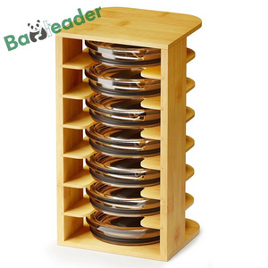 New Stock Arrival Bamboo Water Bottle Lid Organizer Wood Cup Lid Organizer for Cabinet Bamboo Tumbler Lid Organizer for Kitchen