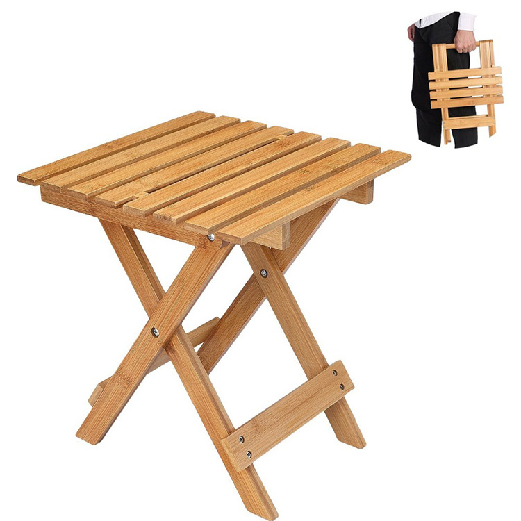 Unique Design Bedside Wooden Folding Table Portable Outdoor Wood Foldable Fishing Stool Shower Seat Bench Bamboo Folding Chair