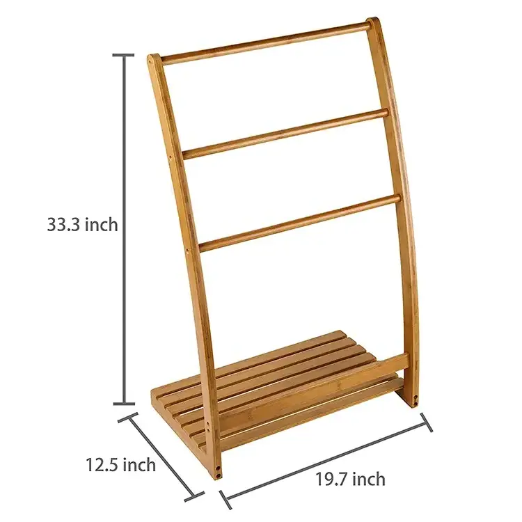 Bamboo Standing Towel Rack Folding Towel Rack