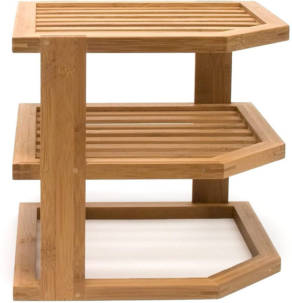 Wholesale New Simple Style Bamboo Wood 3-Tier Corner Kitchen Storage Shelf