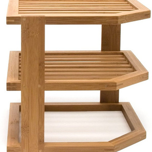 Wholesale New Simple Style Bamboo Wood 3-Tier Corner Kitchen Storage Shelf