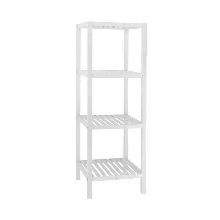 Factory custom bamboo and wood white bamboo storage rack 4-tier multifunctional storage rack shelving unit