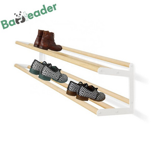 Nordic Style Bamboo Space Saving Storage Cabinet Shoe Rack Portable Shoe Display Stand Wall-mounted Wood Bamboo Shoe Shelf Rack