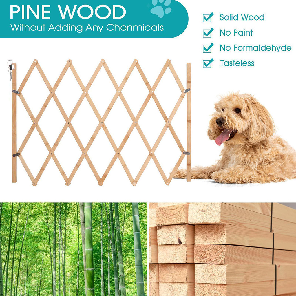 Customized Wood Patio Garden Lawn Fencing Trellis Expandable Dog Cat Safety Protection Fence Bamboo Pet Trellis Fence Gate