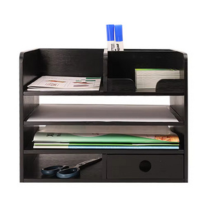 New Office Modern Customization File Desktop Storage With Drawers Tabletop Stationery Storage Bamboo Desk Organizer