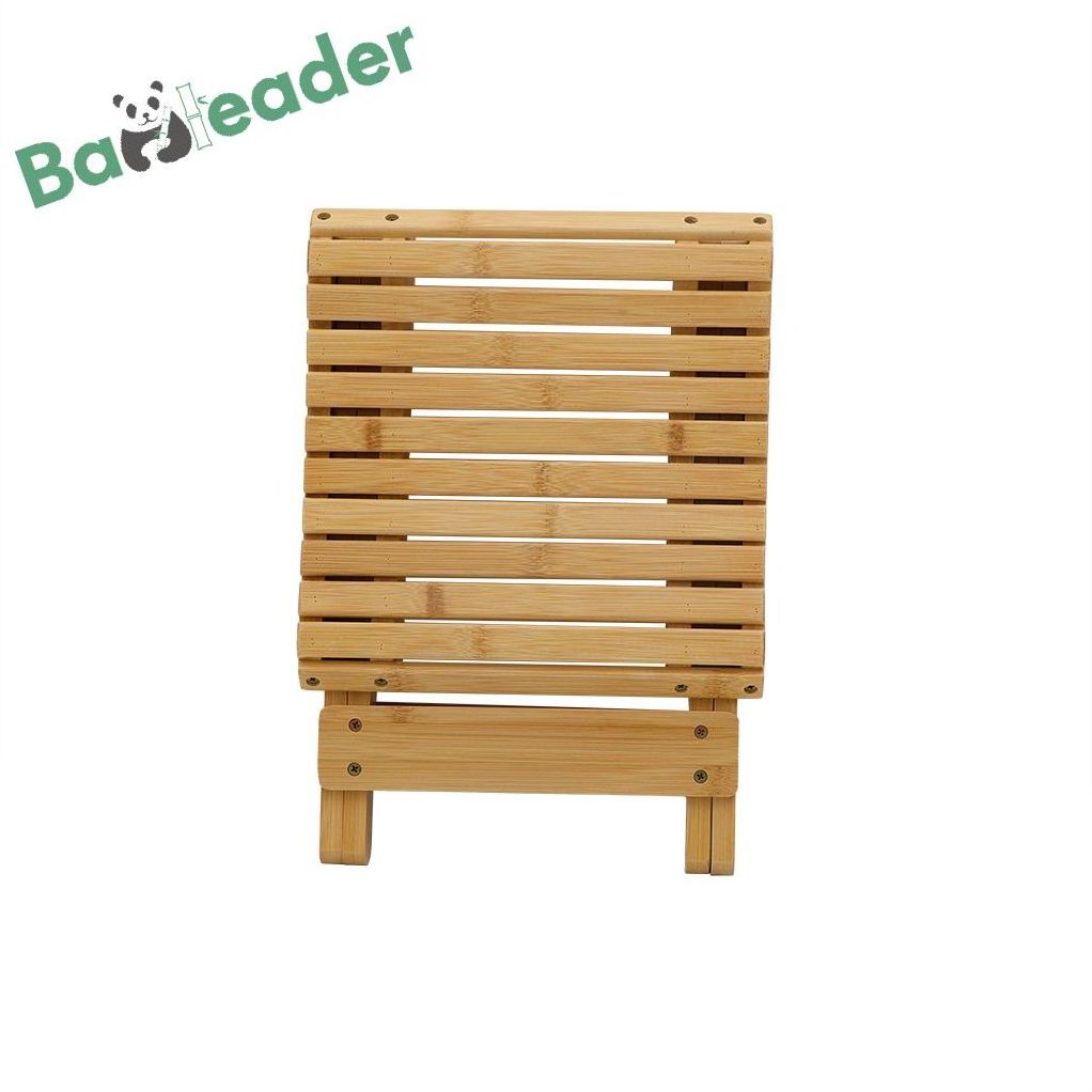 Wholesale Multi-functional Bamboo Shower Stool Portable Wooden Folding Stool Bamboo Shower Bench for Shaving Shower Foot Rest