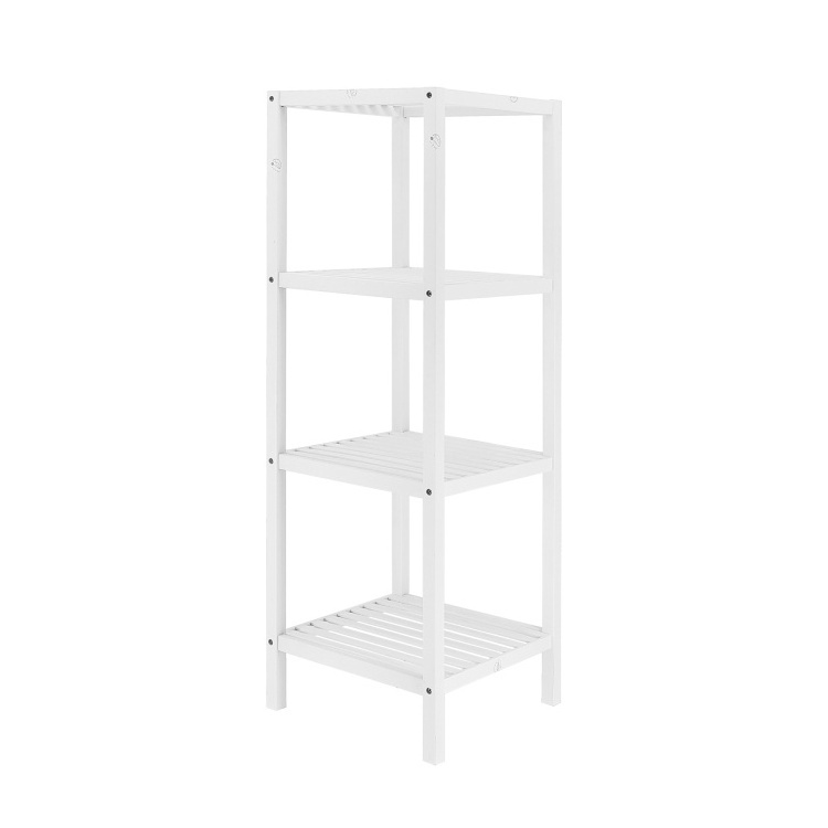 Factory custom bamboo and wood white bamboo storage rack 4-tier multifunctional storage rack shelving unit