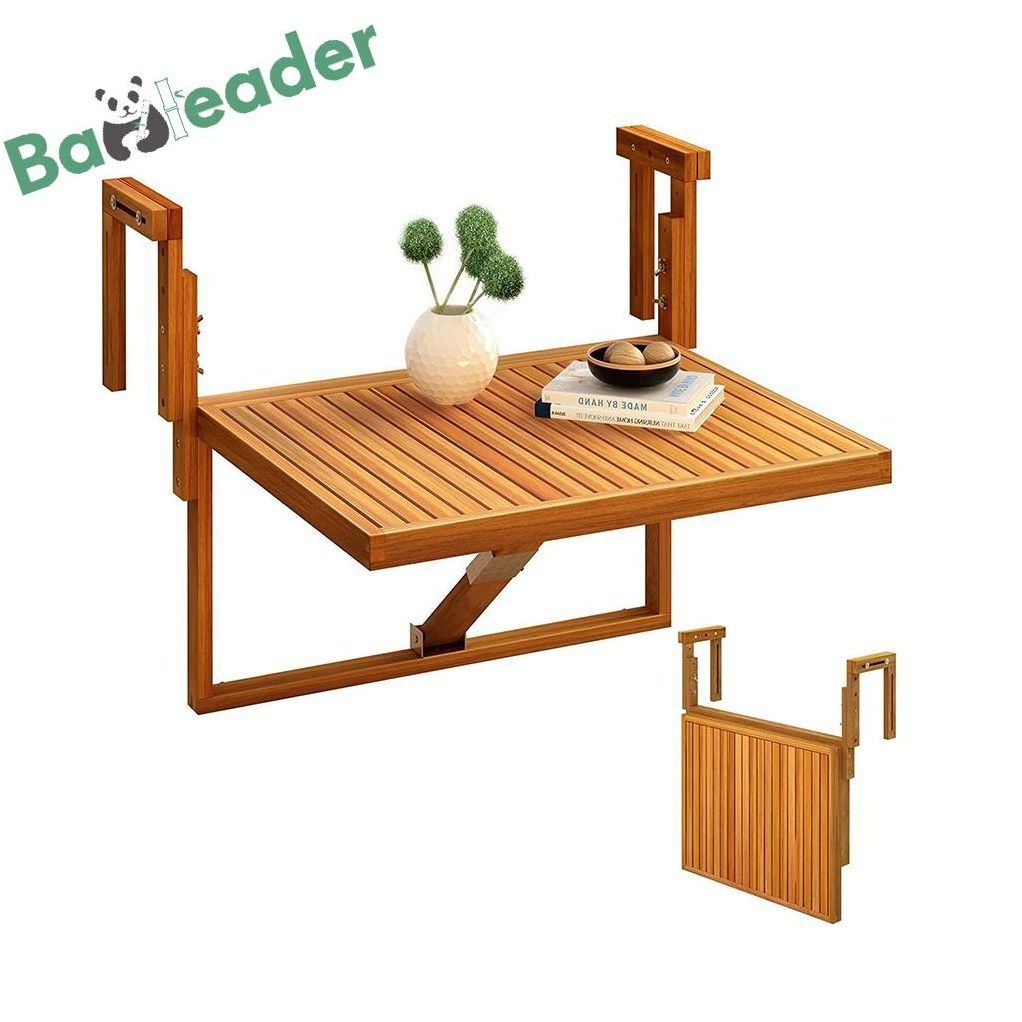 Hot Sales Wooden Hanging Table Folding Balcony Tables Multifunctional And Portable Bamboo Balcony Bar Table for Railings