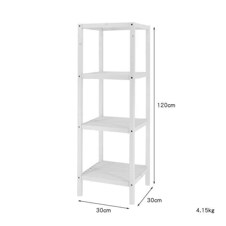 Factory custom bamboo and wood white bamboo storage rack 4-tier multifunctional storage rack shelving unit