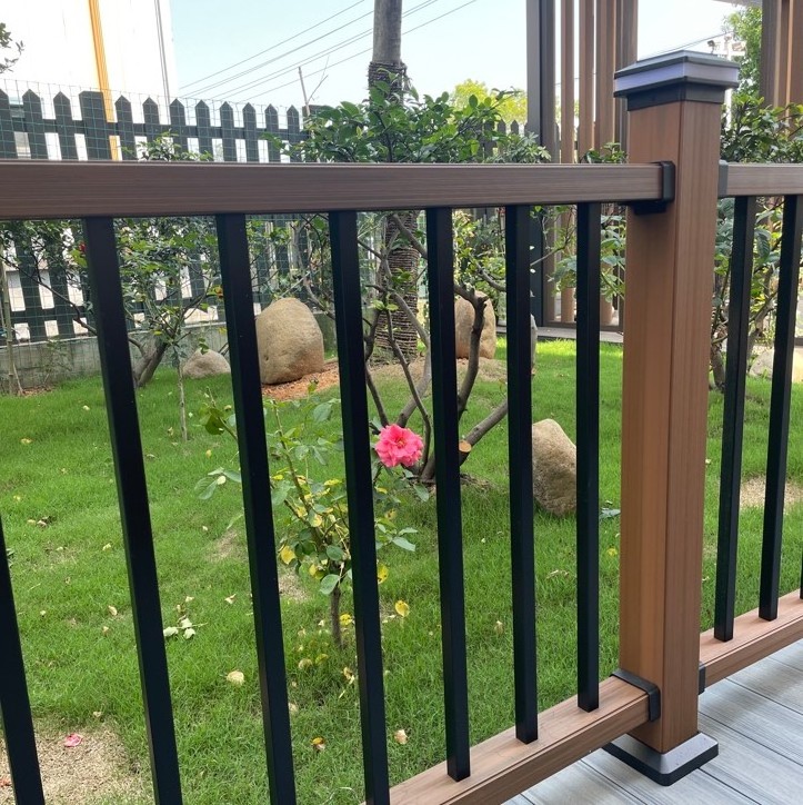 Eco-friendly Integrated wpc balustrade Outdoor garden porch stair deck co-extrusion wood plastic composite railing