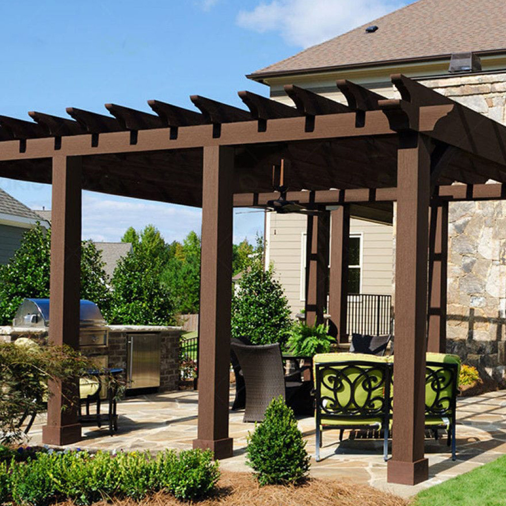 Easy installation Garden Decorative Leisure Rest Pavilion Gazebo Sunshade Grape Wood Texture WPC Pergola Gazebo