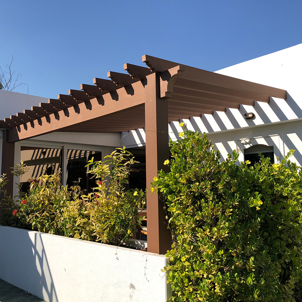 Easy installation Garden Decorative Leisure Rest Pavilion Gazebo Sunshade Grape Wood Texture WPC Pergola Gazebo