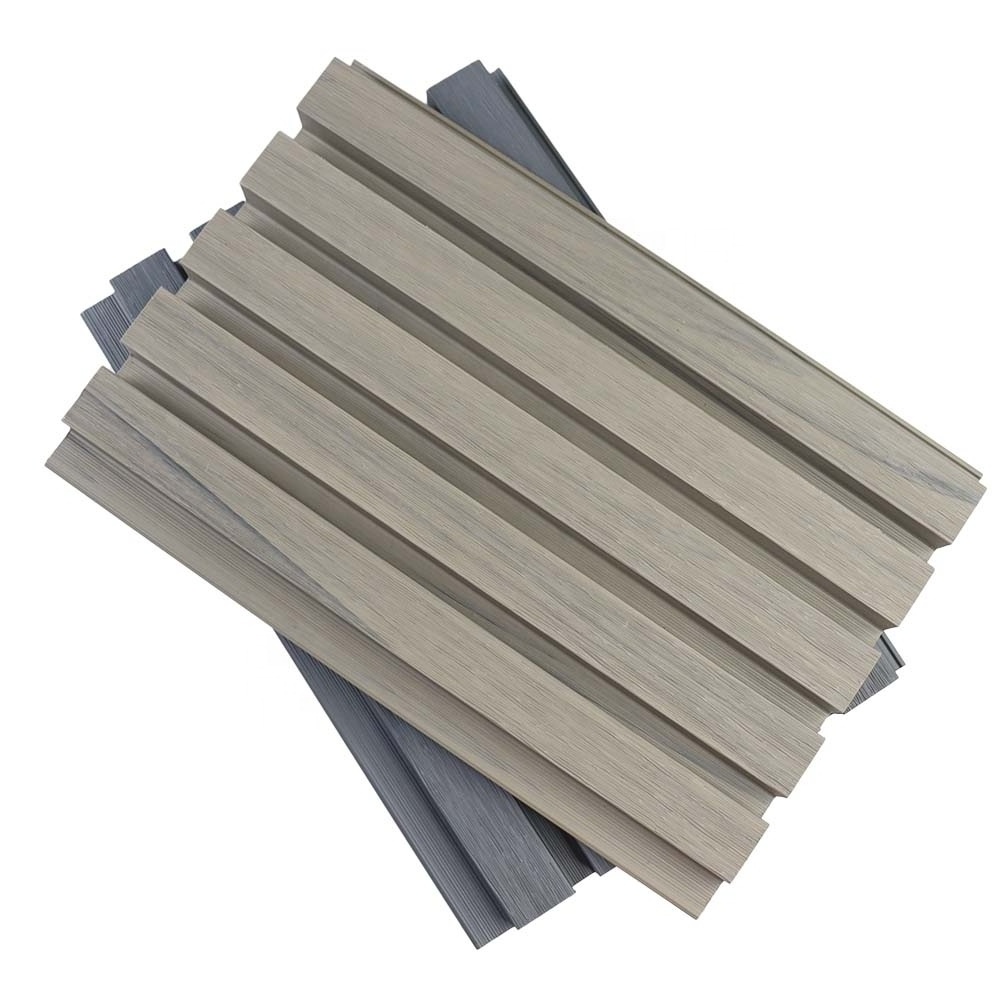 Sun proof less fading WPC fluted 3d wallpaper composite siding/louver/ceiling/wall cladding WPC wall panel