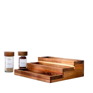 Acacia Pantry Kitchen Seasoning Rack Step Spice Shelf for Spice Bottles, Jars, Seasonings