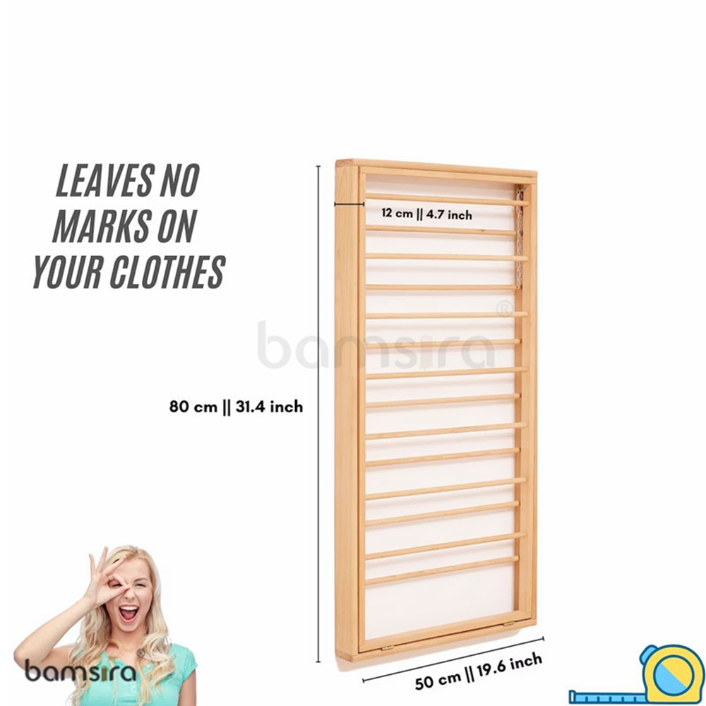 2023 New Arrivals Foldable Wooden Wall Mounted Drying Rack For Laundry Bathroom