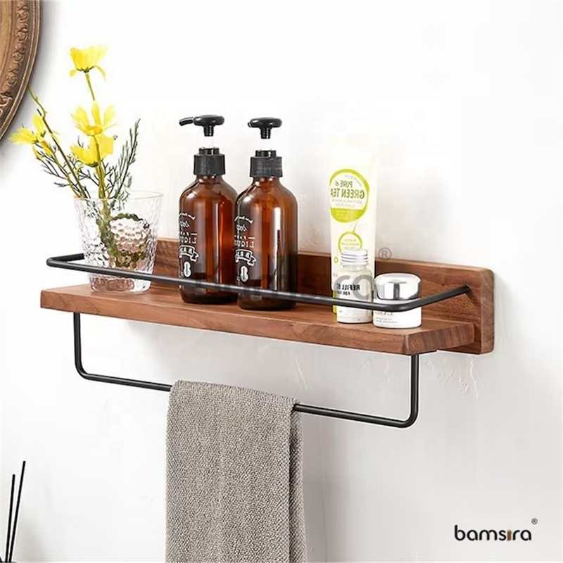 Walnut Wood Floating Shelves for Bathroom Hanging Wall Shelves for Bedroom Organizer Shelves