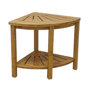 Bath & Shower Safety Seating & Transfer Benches 15.5" Corner Bamboo Shower Bench with Shelf