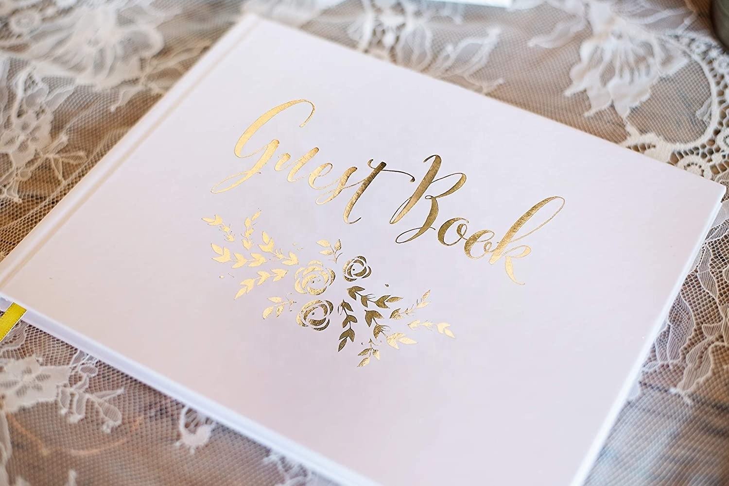 Custom Logo Printing Merry Wedding Journal Gold Guest Book Album Photo Notebooks Hardcover White Polaroid Book With Gilded Edges