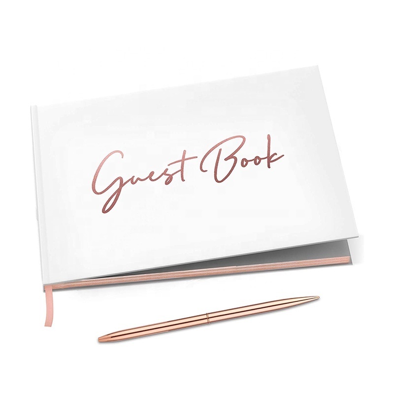 Custom Logo Printing Merry Wedding Journal Gold Guest Book Album Photo Notebooks Hardcover White Polaroid Book With Gilded Edges