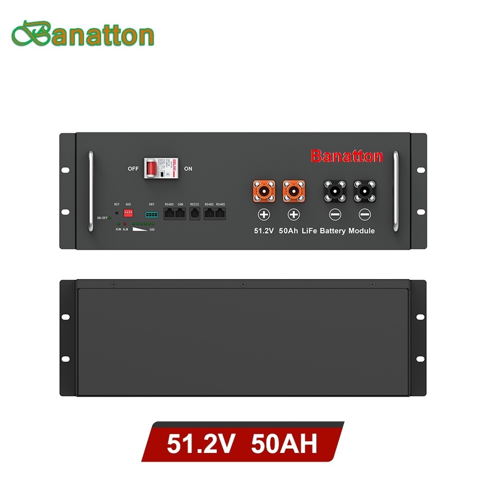 Banatton Rack Mounted Oem Pack Lithium-Ion 48 Volt 51.2V 50 Ah Batteries Cabinet Lifep04 Lithium Iron Phosphate Battery