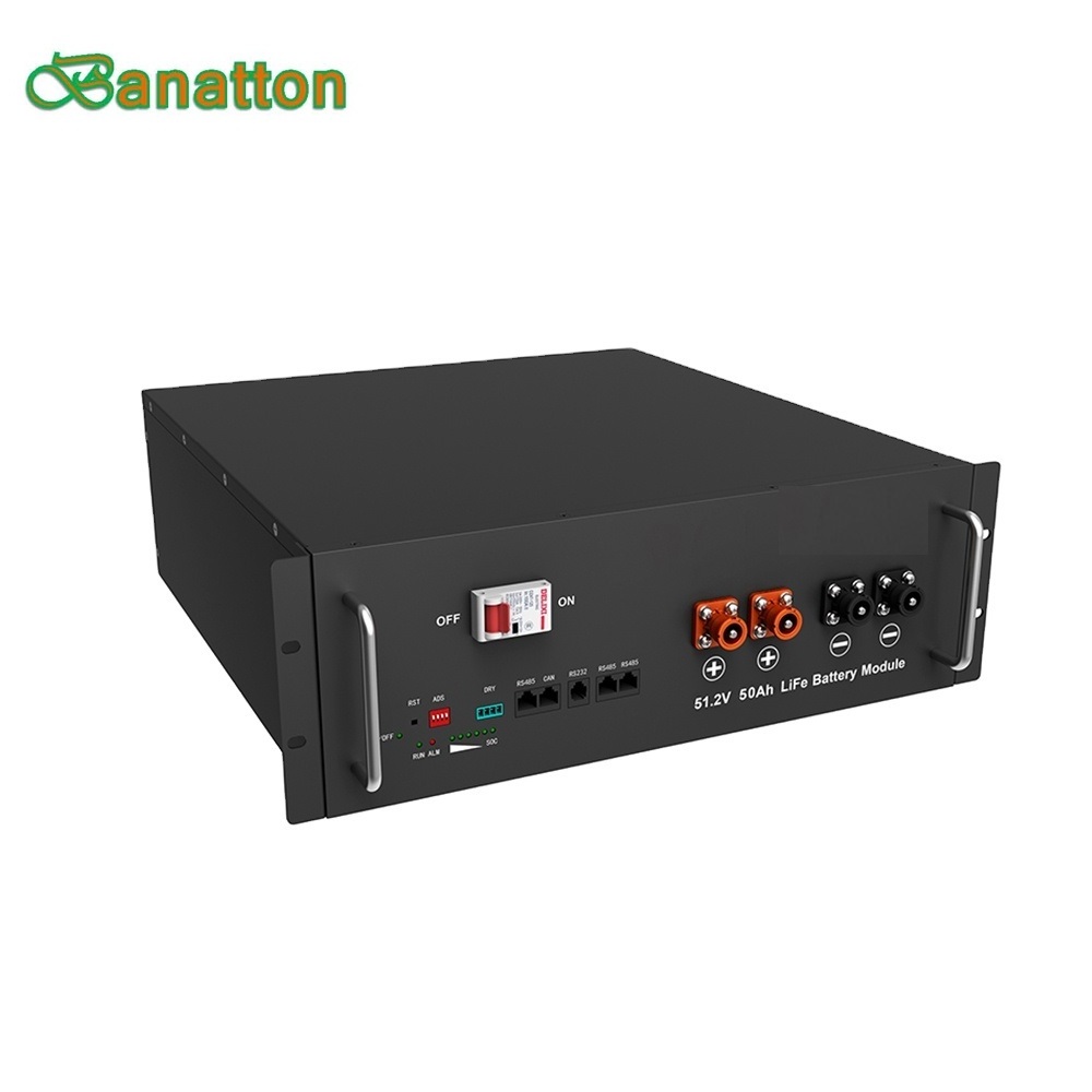 Banatton Rack Mounted Oem Pack Lithium-Ion 48 Volt 51.2V 50 Ah Batteries Cabinet Lifep04 Lithium Iron Phosphate Battery