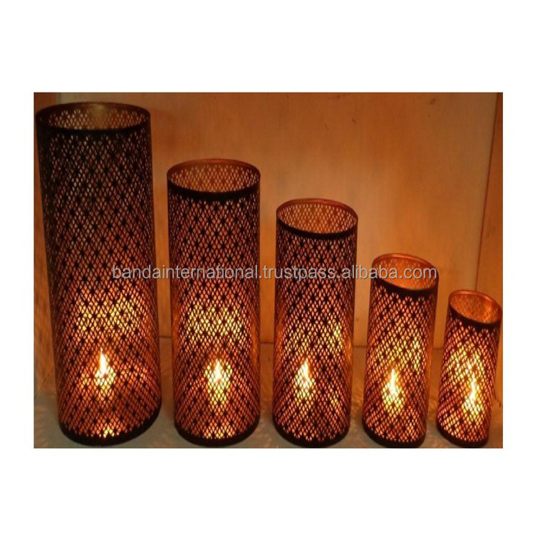 Wholesale High Quality Set Of Five Iron Votive Indian Handicrafts Home Decorative Votive Candle Holder