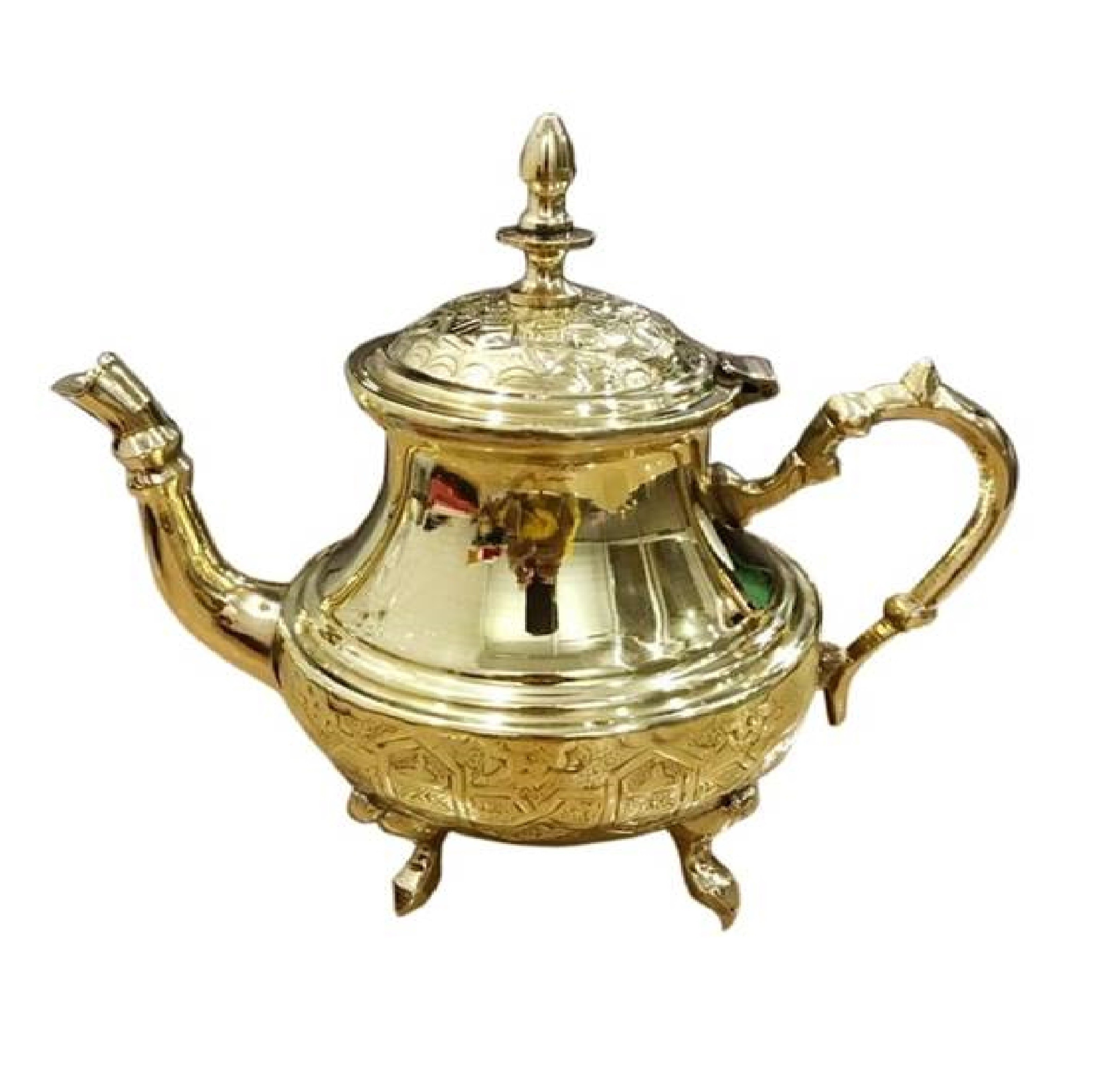 High Quality Brass Teapot With Beautiful Engraving Design Indian Hand Craved Metal Coffee Pot