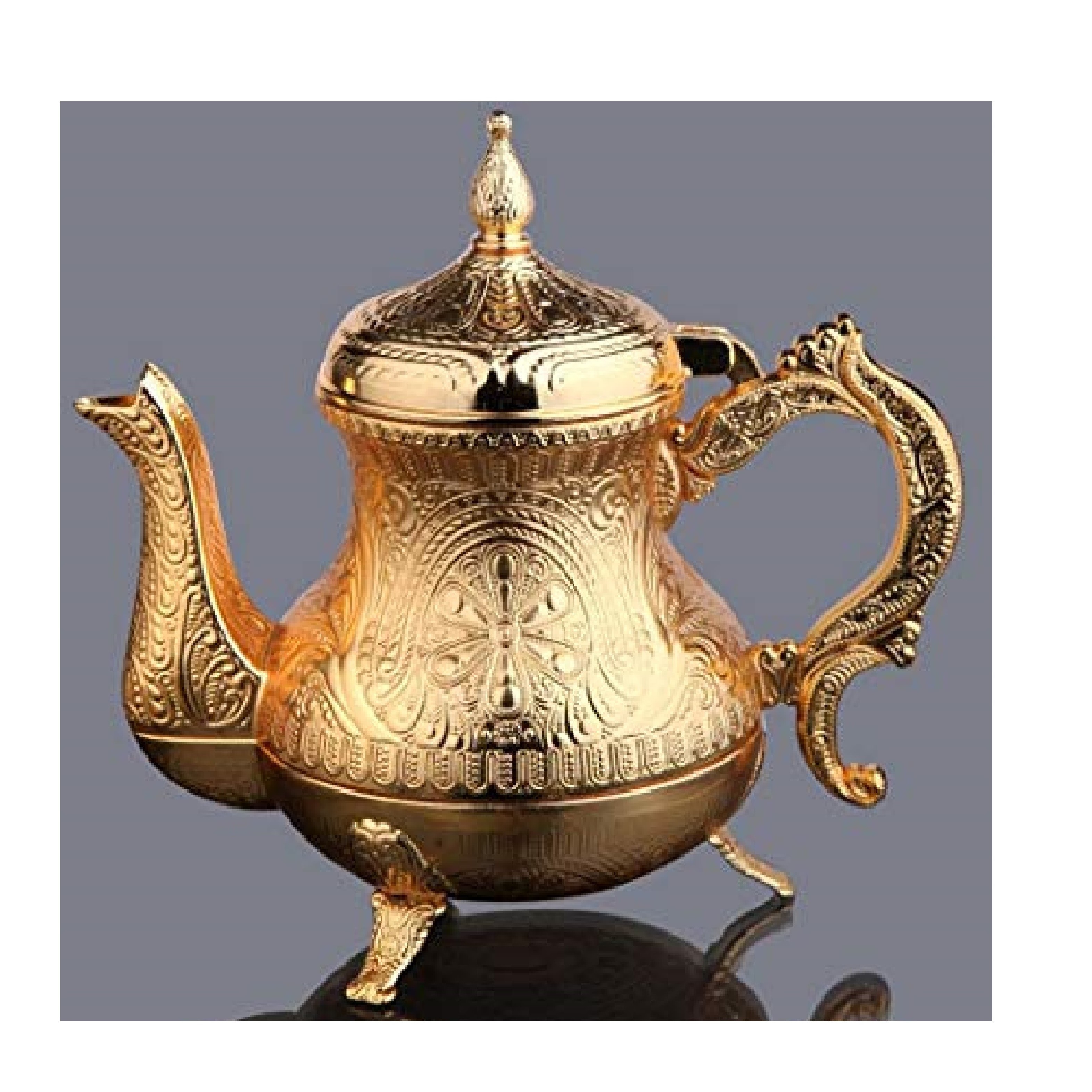 Table Decorative Brass Teapot Kettle With Beautiful Engraving Design Metal Coffee Pot Made India