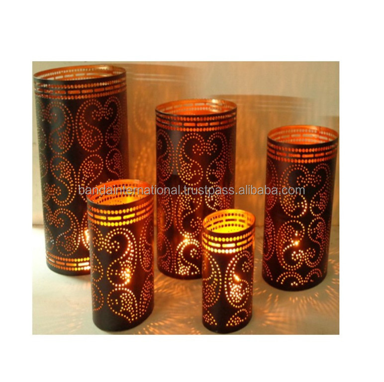 Wholesale High Quality Set Of Five Iron Votive Indian Handicrafts Home Decorative Votive Candle Holder