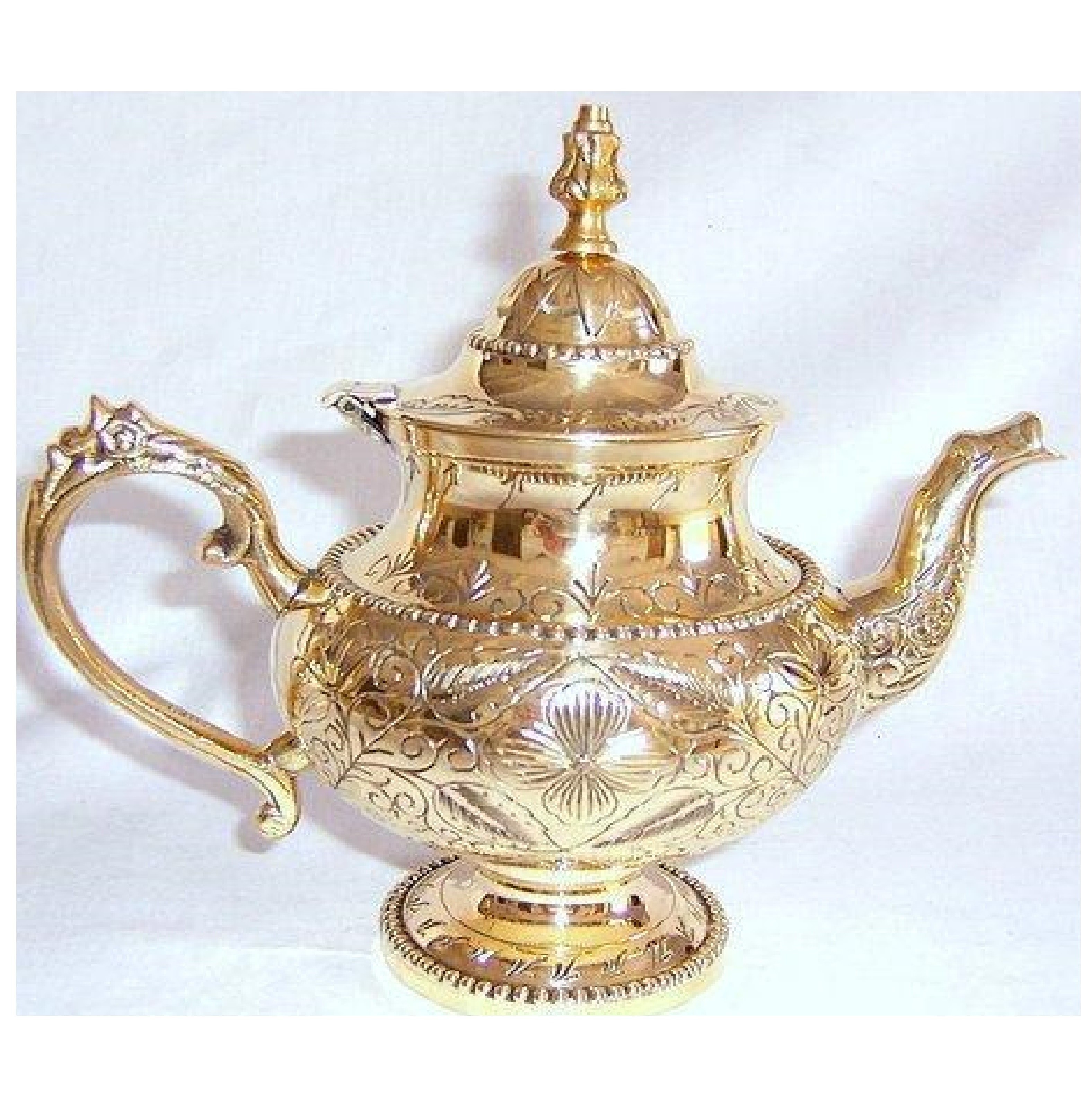 Table Decorative Brass Teapot Kettle With Beautiful Engraving Design Metal Coffee Pot Made India