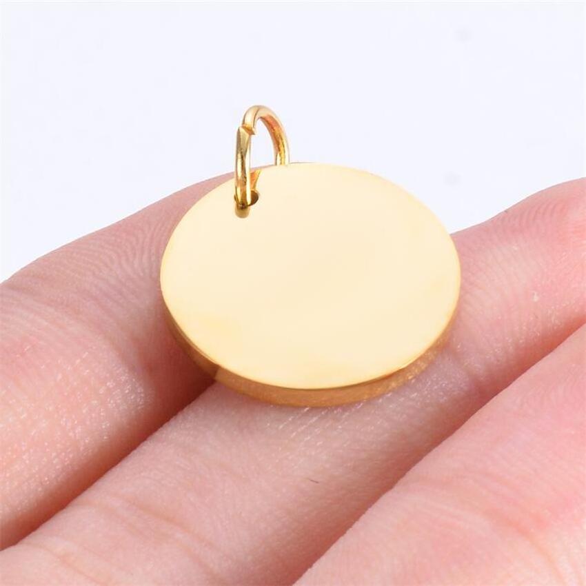 Wholesale Custom Engraved Logo Pendant 18K Gold Plated Stainless Steel Round Pendant for Jewelry Creation