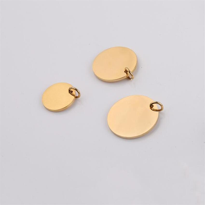 Wholesale Custom Engraved Logo Pendant 18K Gold Plated Stainless Steel Round Pendant for Jewelry Creation