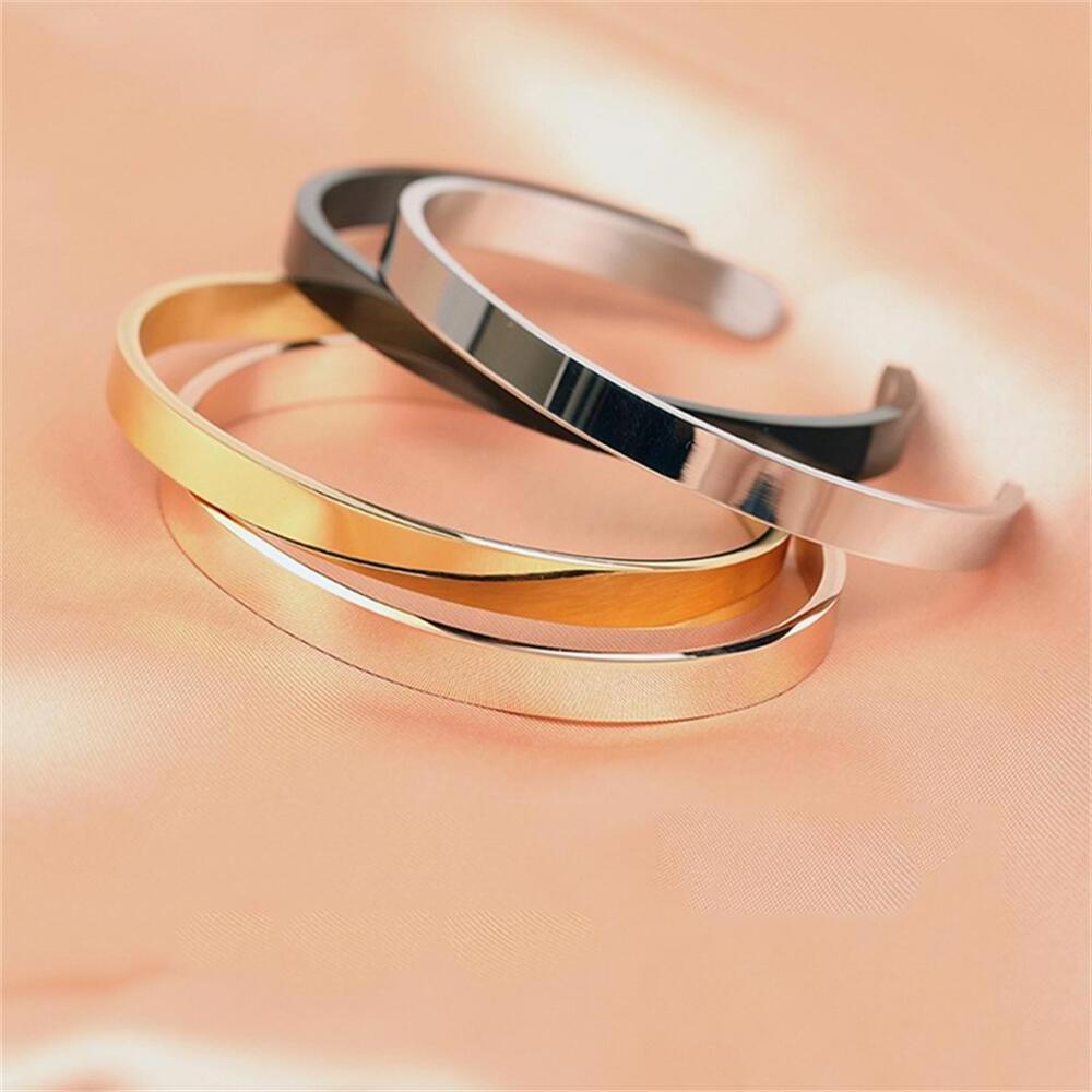 Personalized Fashion Blank Cuff Bracelet Vacuum Gold Plating Accepts Customized Personalized Engraved Adjustable Cuff bangle