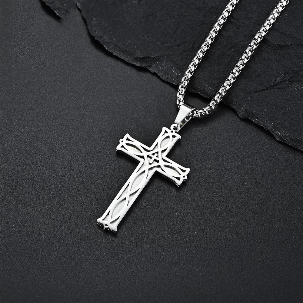 Stainless Steel Infinity Celtic Cross Irish Knot Pendant Necklace