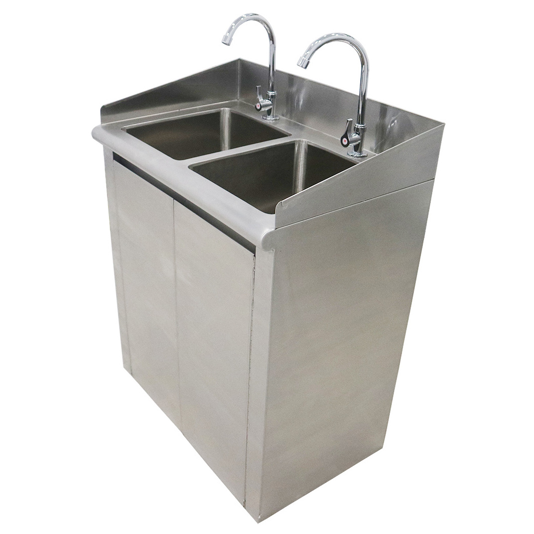 Medical Cleanroom Equipment Supplies Manufacturer Stainless Steel 2 Station Medical Scrub Sink Double Bowl Hospital Sink