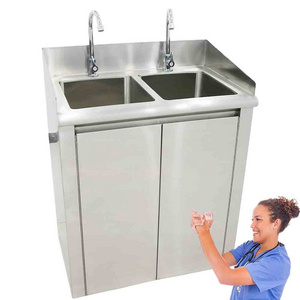 Medical Cleanroom Equipment Supplies Manufacturer Stainless Steel 2 Station Medical Scrub Sink Double Bowl Hospital Sink