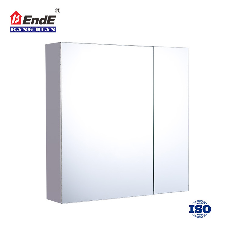 New Design Double Door Stainless Steel Corner Wall Mirror Wash Basin Bathroom Mirrored Cabinet