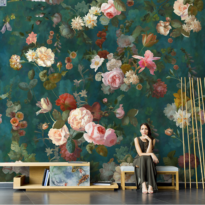 Custom size and design 3D printed selva floral art wall mural wallpapers for living room bedroom