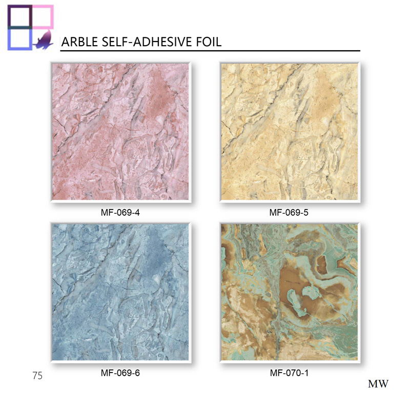 Korean design high gloss wood marble stick tiles peel and stick pvc wall papers for home