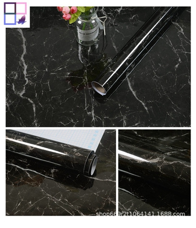 Korean design high gloss wood marble stick tiles peel and stick pvc wall papers for home