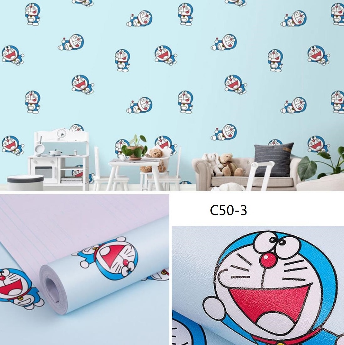 Blue film wallpaper stickers pvc  removable wallpaper boys for child room