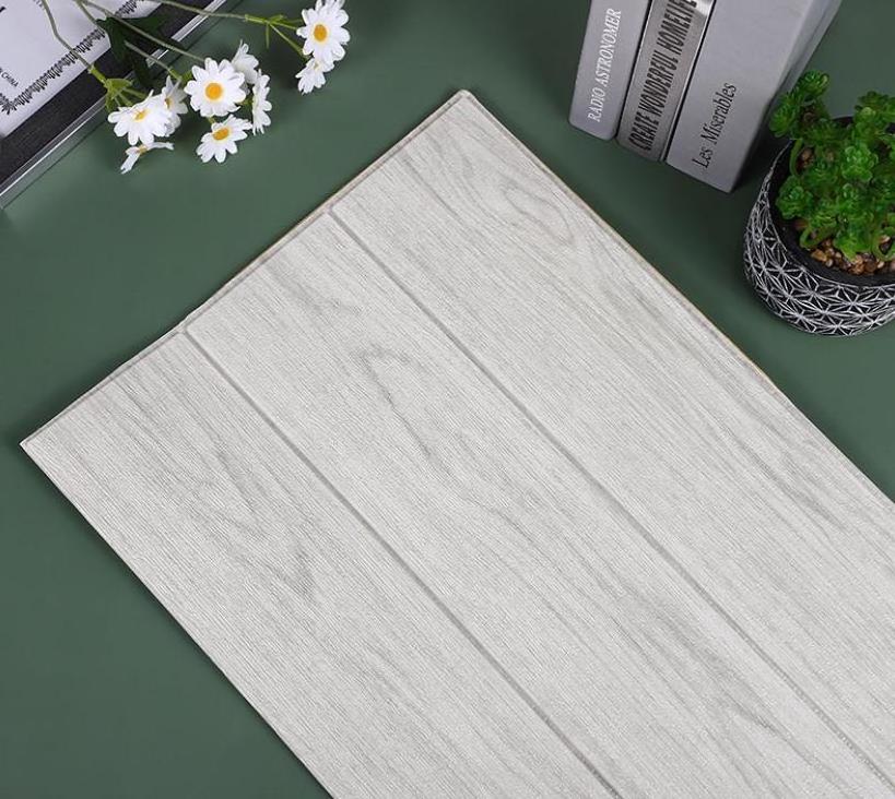 Wood look vinyl foam wallpaper self adhesive wallpaper grey for sitting room