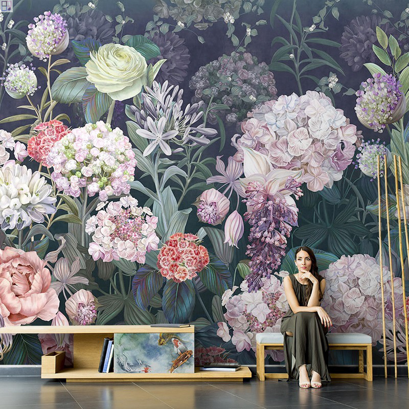 Custom size and design 3D printed selva floral art wall mural wallpapers for living room bedroom